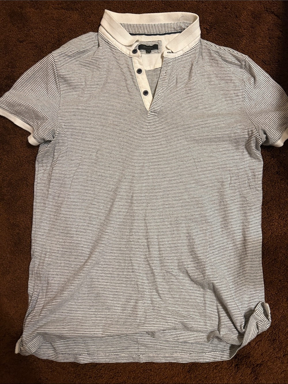 RW&CO. Men's Short-Sleeve Striped Polo in White & Black